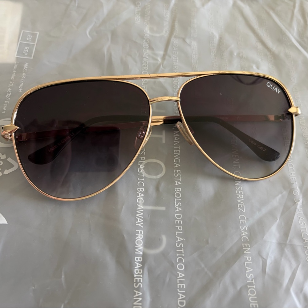 Quay Sahara Gold Aviator Sunglasses